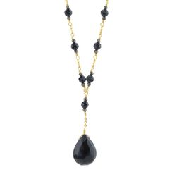 Black onyx and pyrite rosary necklace by Mounir